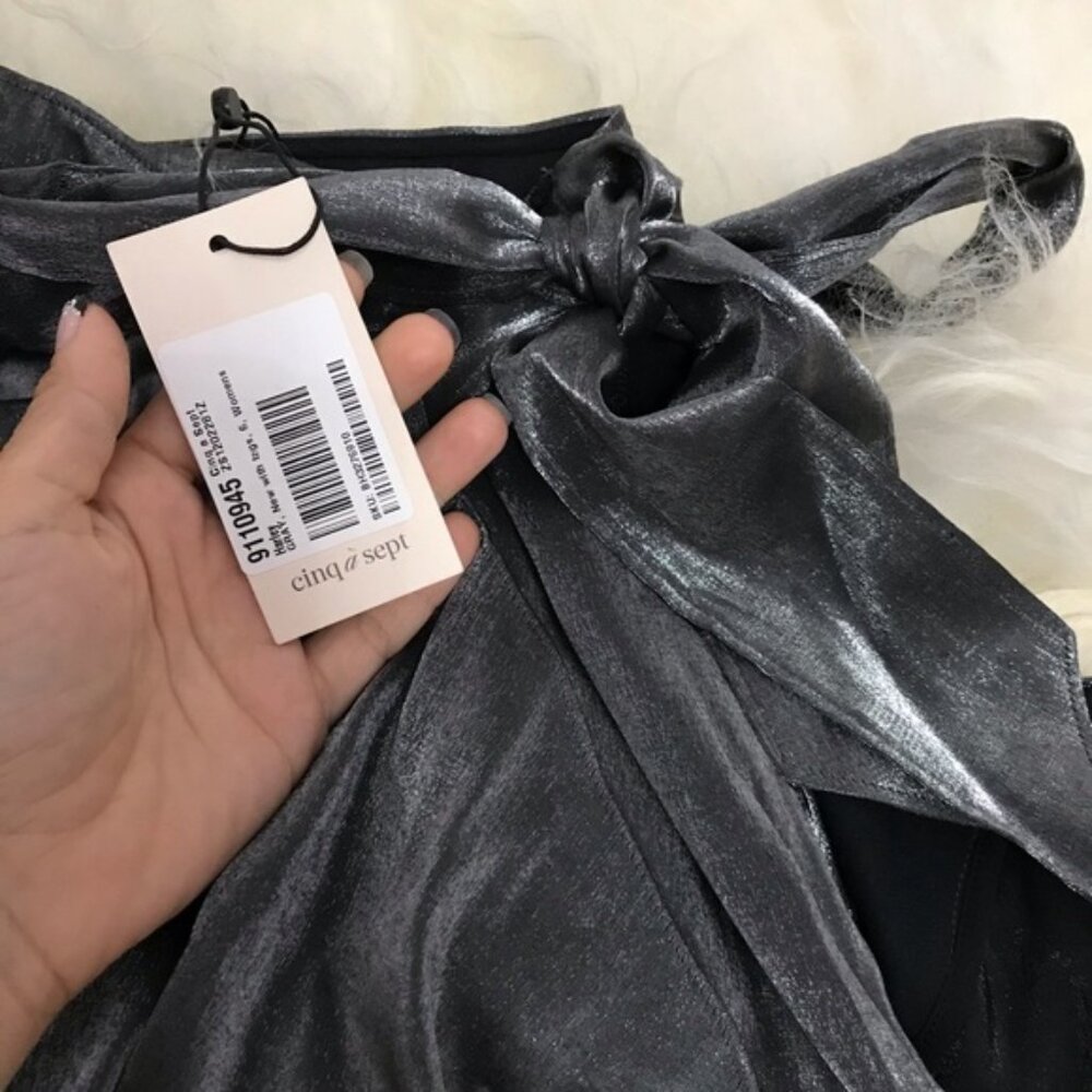 CINQ À SEPT Harley Wrap-effect Metallic Skirt - Picture 3 of 7